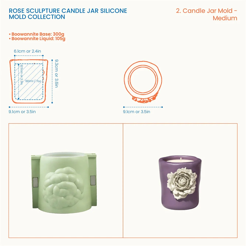 Nicole Rose Sculpture Concrete Silicone Mold DIY Handmade Candle Jar Molds for Gypsum and Jesmonite Home Decor