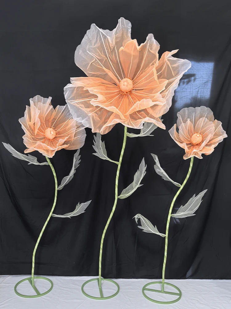190cm Wedding Decor Props Artificial Flowers Road Lead Flower Silk Yarn Flower Poppy Window Display Garden Decoration Home Decor