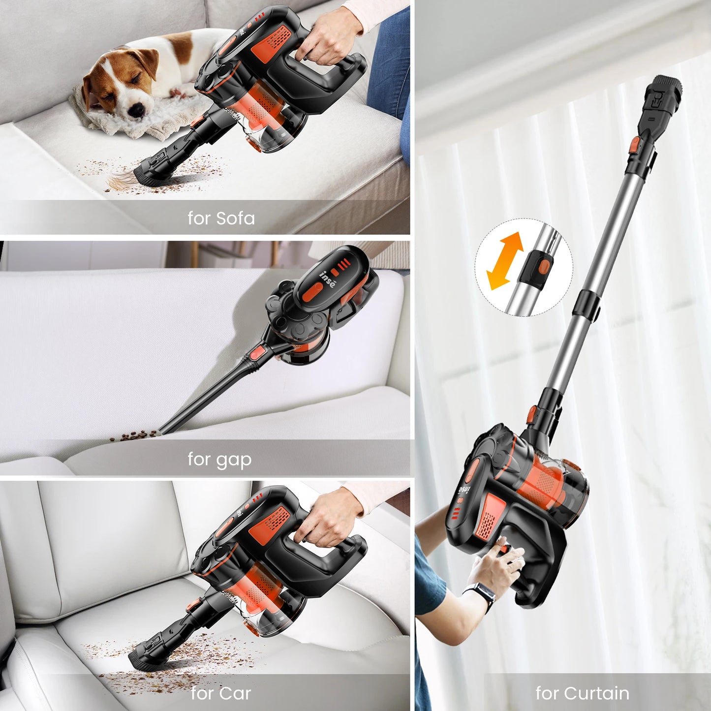 INSE V770 Cordless Stick Vacuum Cleaner, 25Kpa 6-in-1 Lightweight Handheld Vacuum