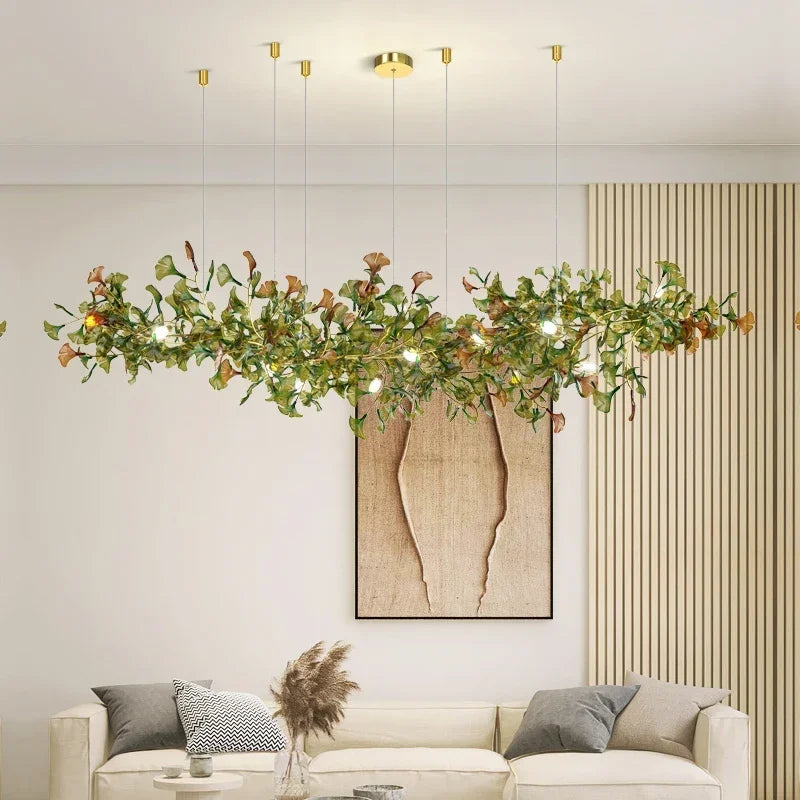 Luxury Gingko Leaf Chandelier - Modern Glass Branch Pendant Lamp for Villa Living Room, Staircase & Duplex Home Decor