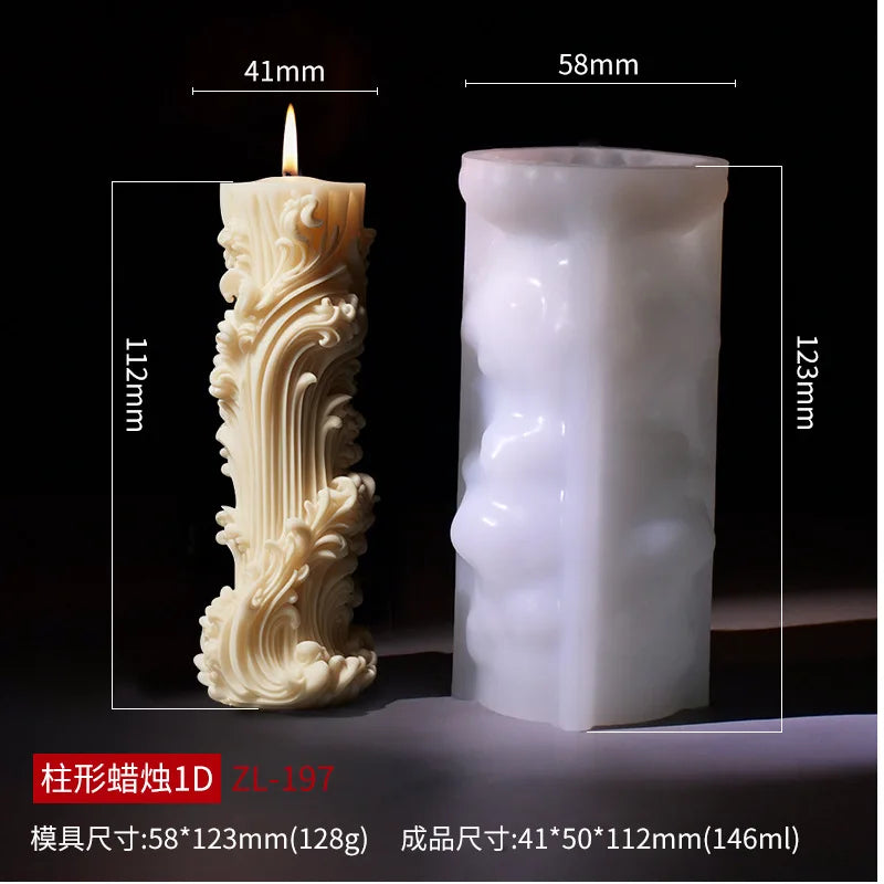 Relief Blooming Flower Cylinder Candle Silicone Mold 3D Rose Cylinder Candle Molds Valentine's Day Wedding Home Decor Mould
