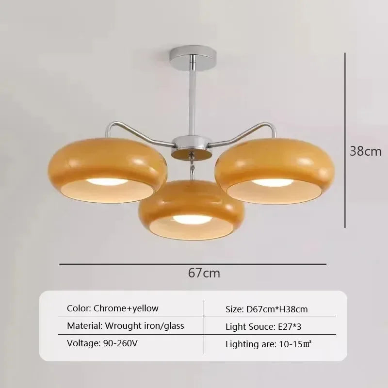 France Style Retro Antique Orange Glass Chandelier Bauhaus Medieval Ceiling Light Dining Room Bedroom Home Decor Light