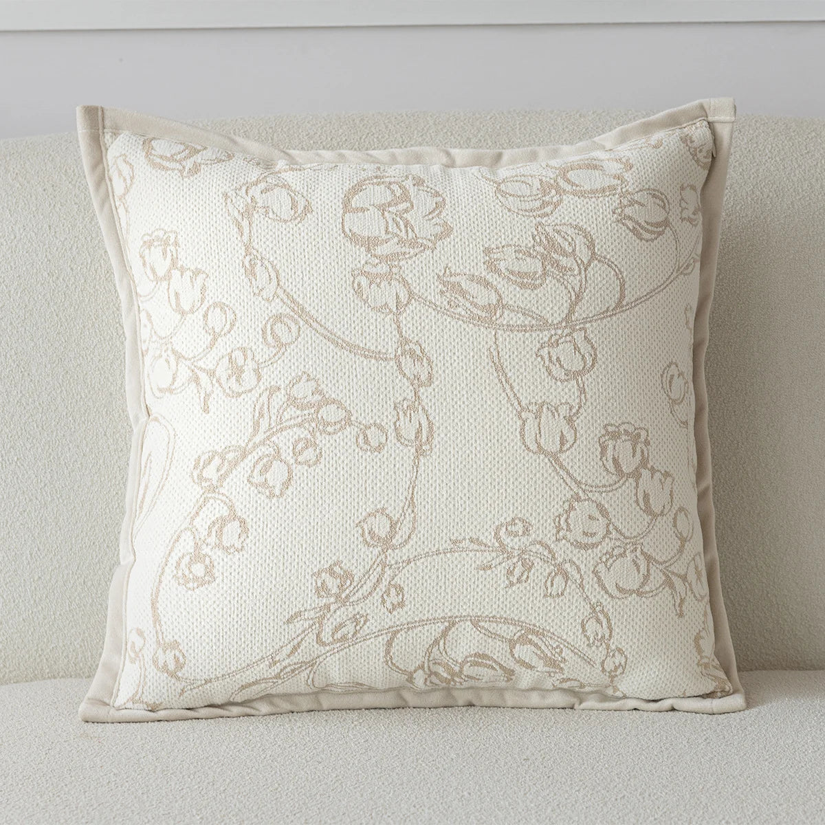 French Cream Style Pillow Covers Decorative Ins Plant Jacquard Cushion Cover 45*45 Home Decor Living Room Decoration Pillowcases