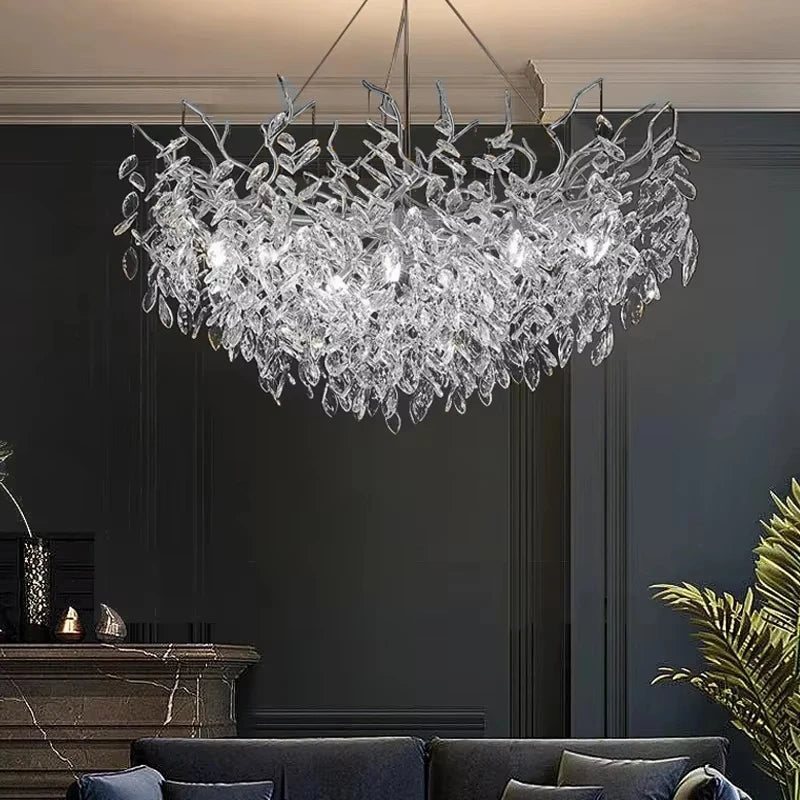 Luxury Modern Crystal Ceiling Chandelier Led Pendant Lamp Dining Living Room Bedroom Home Decor Silvery Wall Light Hanging Light
