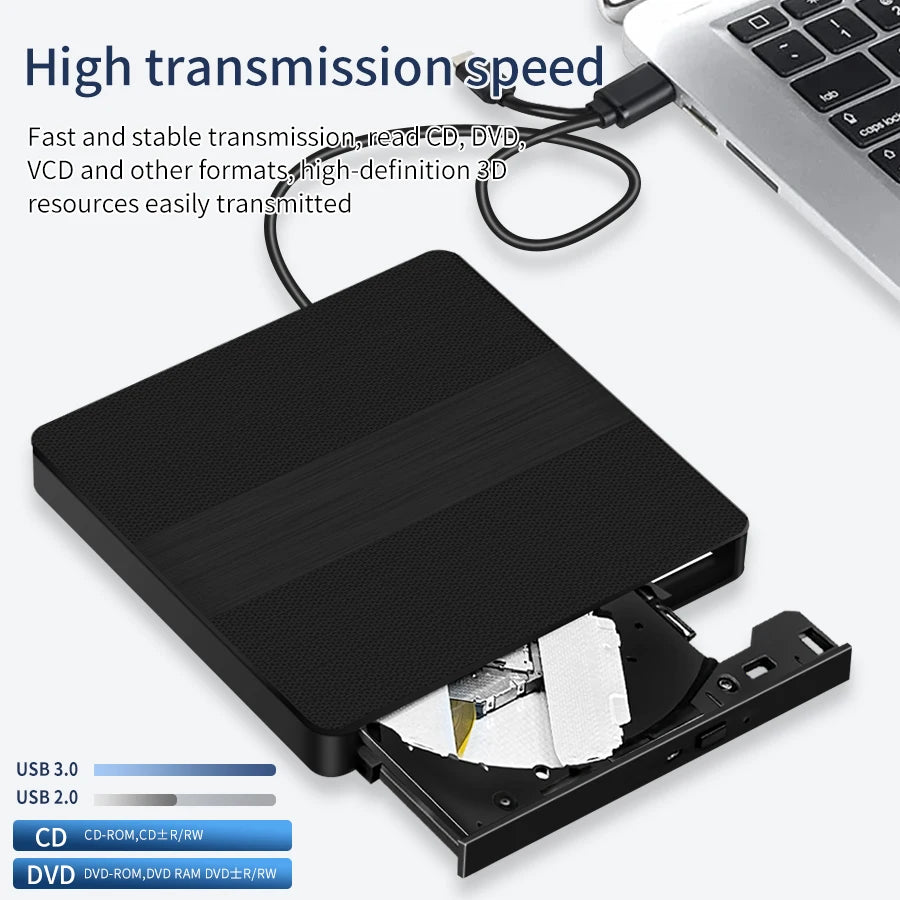 2 in 1 USB 3.0 Type C External DVD RW CD Writer Slim Drive Burner Reader Player Optical Drives For Laptop PC Portable DVD Burner