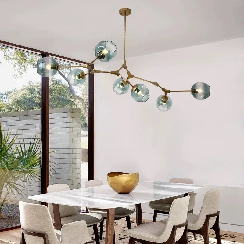 Nordic Molecular Chandelier Modern Branched Glass Ball LED Chandeliers Living Room Bedroom Home Decor Hanging Kitchen Fixtures