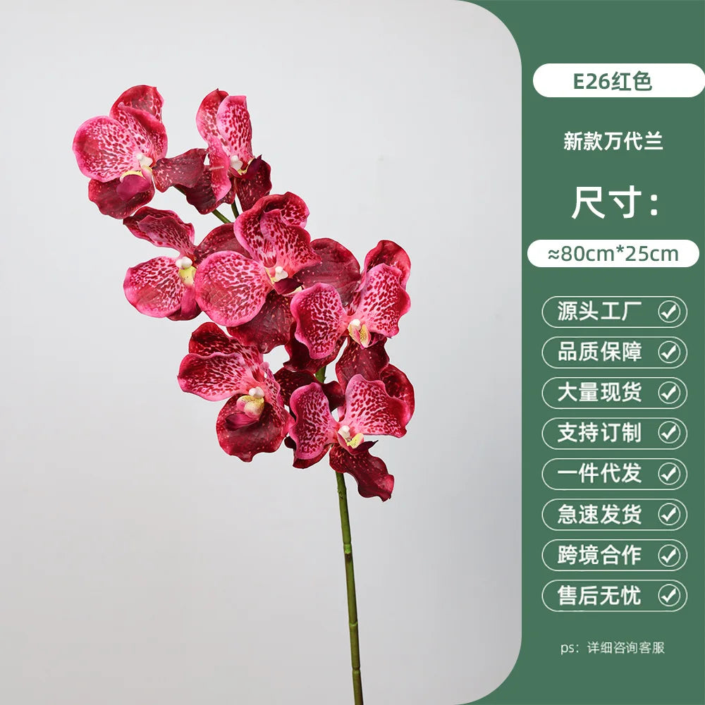 4Pcs Latex Moisturizing Vanda Orchid Artificial Flowers Wedding Flower Arrangement Real Touch Orchids Birthday Party Home Decor