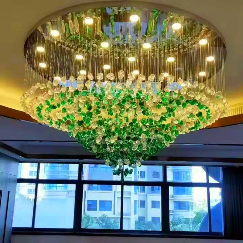 Crystal Stone Ceiling Chandelier Lighting Modern Stair Long LED Pendant Lamp for Room Home Decor Suspension Luminaire Hanglamp