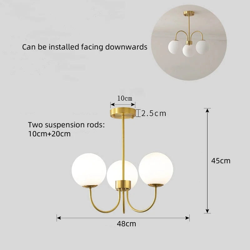 Nordic Luxury Glass Pendant Light Simple Chandelier Indoor Lighting for Living Room Bedroom Dining Room Home Decor Hanging Lamp