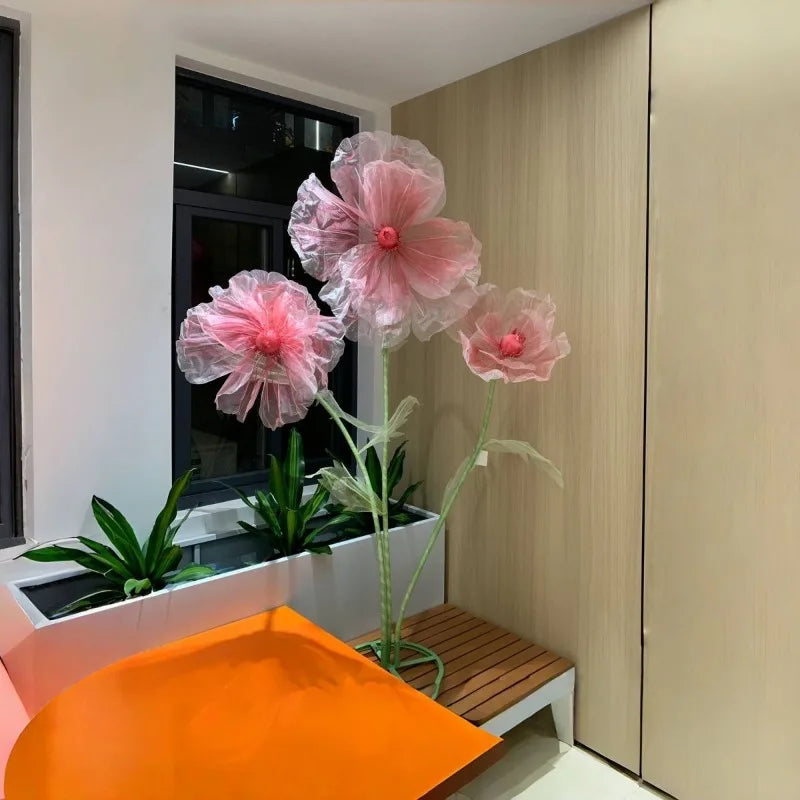 190cm Wedding Decor Props Artificial Flowers Road Lead Flower Silk Yarn Flower Poppy Window Display Garden Decoration Home Decor