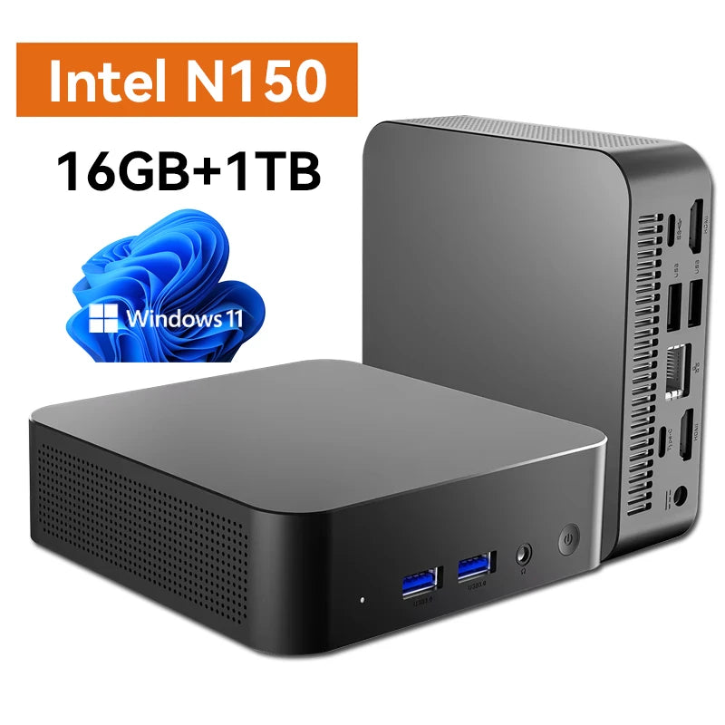 2026 Mini PC Intel N150 Portable Computer Gaming PC 16GB 32GB RAM 1TB 2TB SSD Windows 11 Pro Office Study Wifi 6 BT5.2 Gamer PC