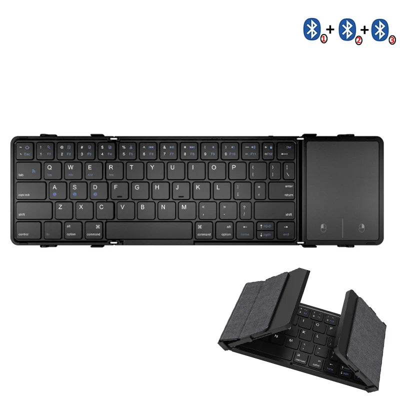Hebrew/Korea/Russia/Korea Wireless Folding Keyboard with Touchpad Rechargeable Foldable Bluetooth Keyboard for Tablet Ipad
