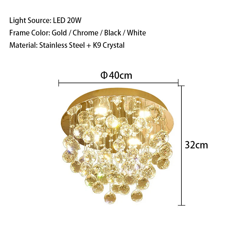 Modern Crystal Ball Ceiling Lights Surface Mounted LED Lamps Lighting Fixture for Living Room Lustres Home Decor Lampara Techo