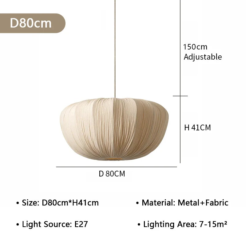 American Wabi Sabi Retro Fabric Pendant Light Living Dining Room Loft Cloth Chandelier Home Decor Bedroom Design Hanging Lamp
