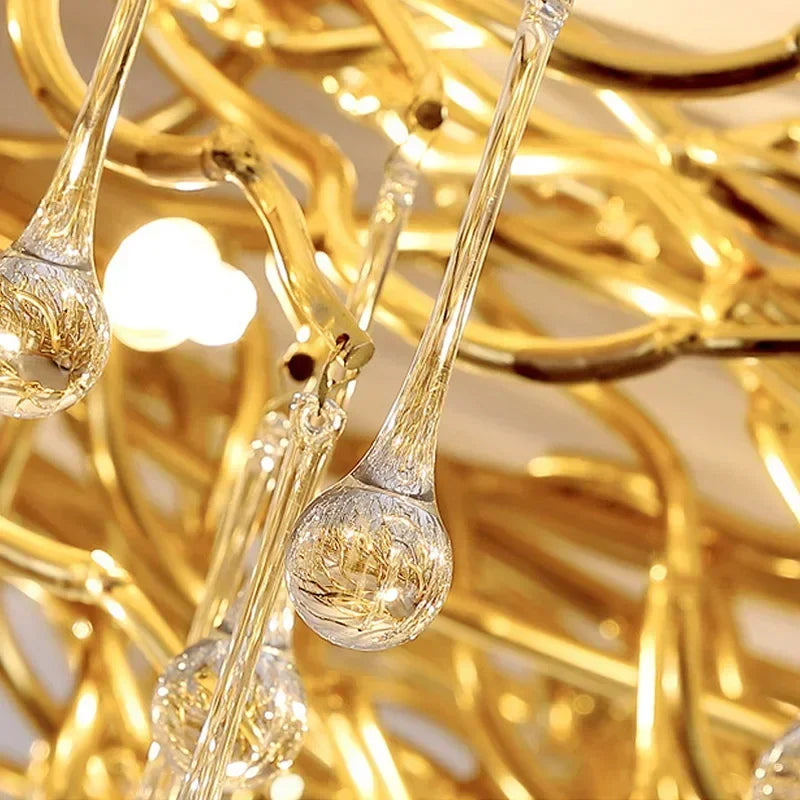 Luxury Gold Crystal Chandelier Modern Gold Ceiling Light for Dining Room Living Room Lobby Kitchen Home Decor