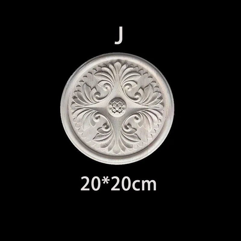 Wood Carving Onlay Applique Figurines Decor Living Room Furniture Decoration Unique Natural Floral Wood Carved Decal Home Decor