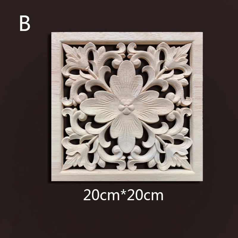 Wood Carving Onlays Appliques Decoration for Home Wood Decals for Furniture Wood Flower Crafting Wood Floral Home Decor Items
