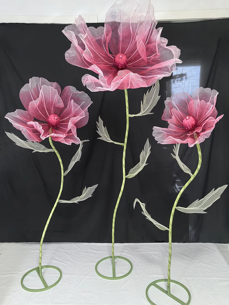 190cm Wedding Decor Props Artificial Flowers Road Lead Flower Silk Yarn Flower Poppy Window Display Garden Decoration Home Decor