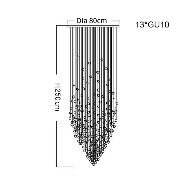 Crystal Stone Ceiling Chandelier Lighting Modern Stair Long LED Pendant Lamp for Room Home Decor Suspension Luminaire Hanglamp