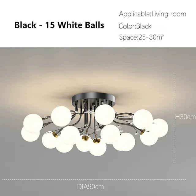 Creative Iron LED Ceiling ChandelierStarry Glass Lamp Living Dining Room bedroom kitchen Loft light Home Decor Stylish Luminaire