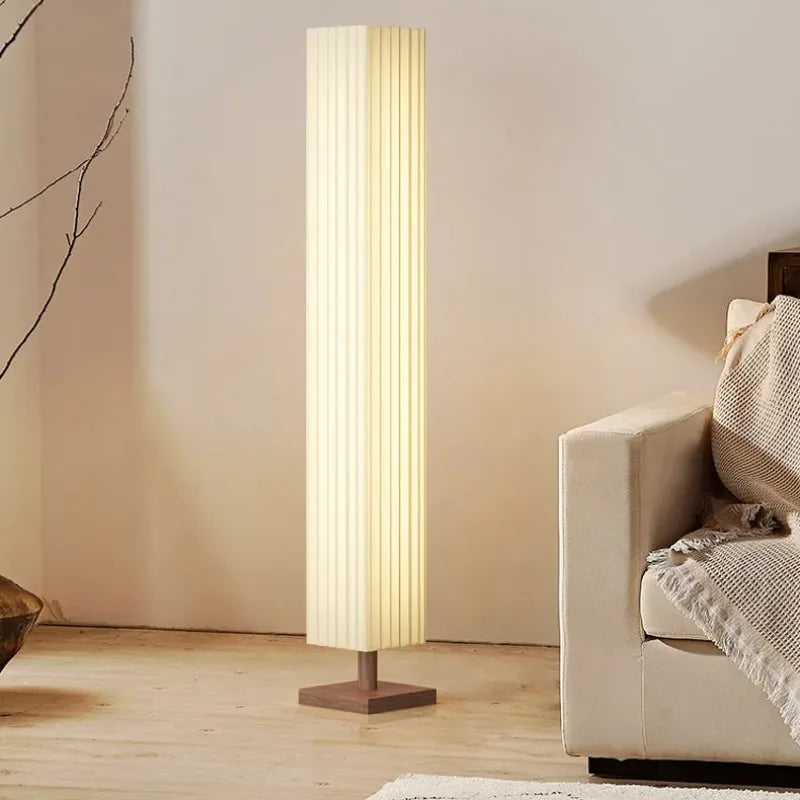 Fabric Wood LED Floor Lamp Decorative Standing Night Light for Living Room Sofa Side Bedroom Bedside Home Decor