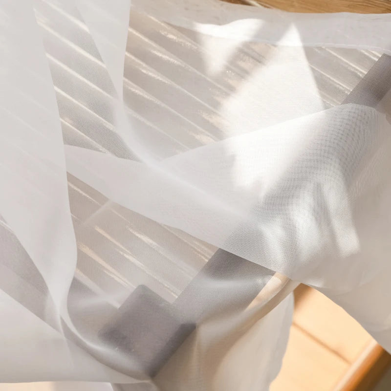 Solid White Sheer Curtains for Living Room Windows Transparent Tulle Curtain for Door Gauze Treatment Cortina Wedding Home Decor