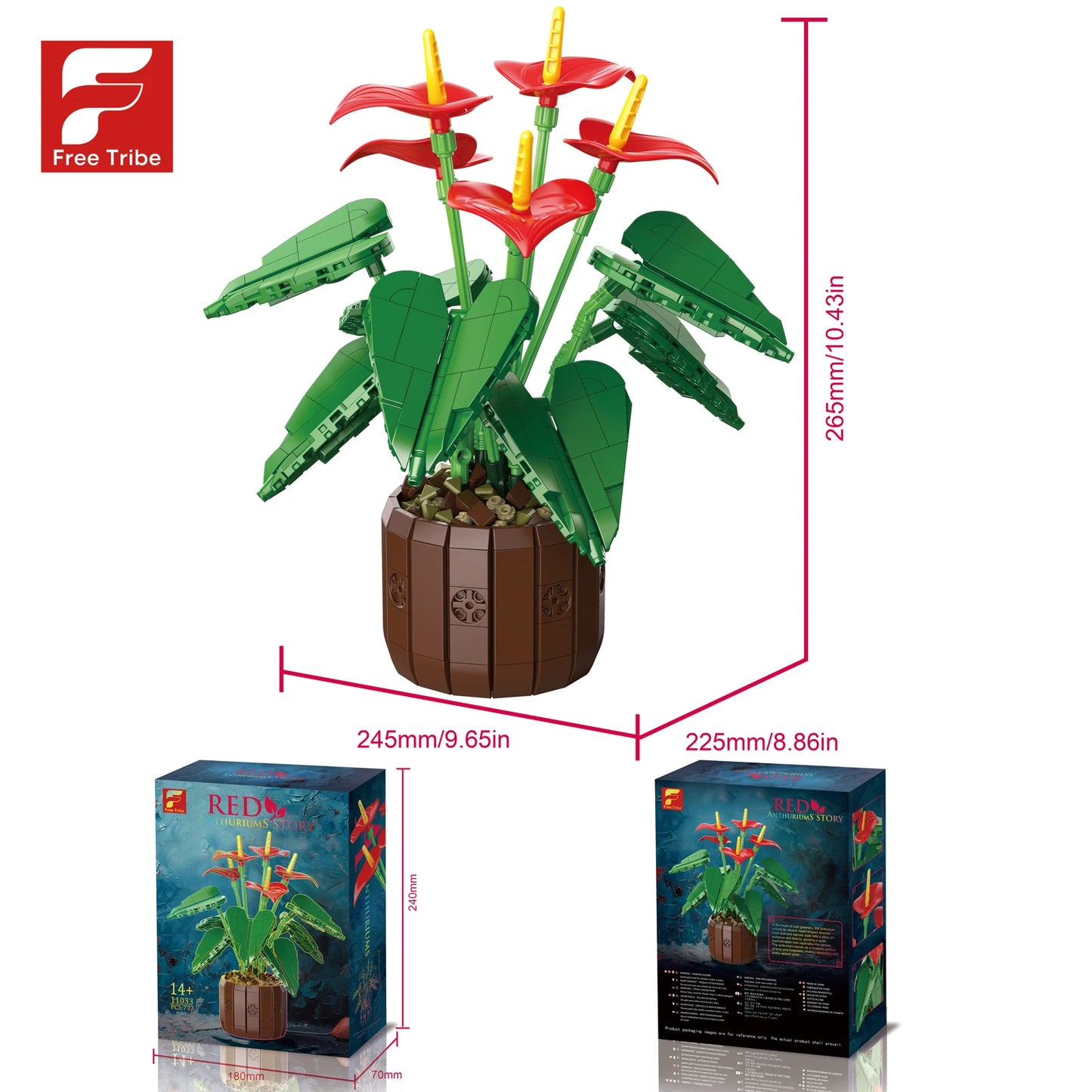 732PCS Simulation Flower Bouquet Model Kit DIY Puzzle Building Blocks Small Particle Bricks Permanent Home Decor Gift for Girls