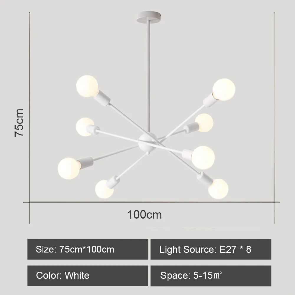 Modern Sputnik Chandelier Nordic Ceiling Light Semi Flush Mount Ceiling Lamp Bedroom Living Room Home Decor Lighting Fixture LED