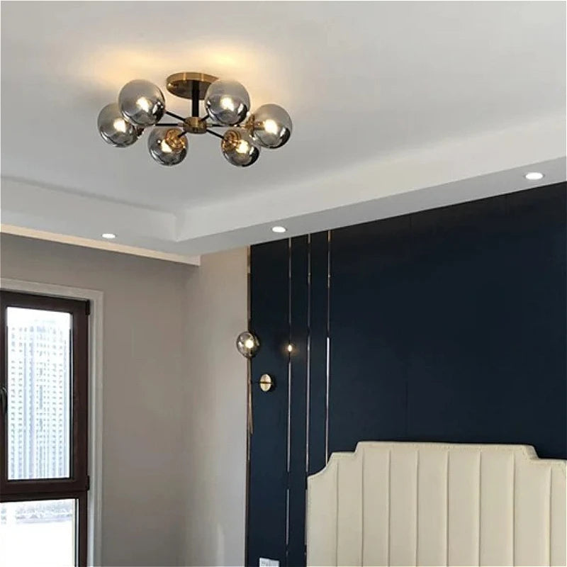 LED Ceiling Lamp Restaurant Bubble Glass Flower LED Ceiling Pendant Light Stylish Luxury Master Bedroom Ceiling Lamps Home Decor