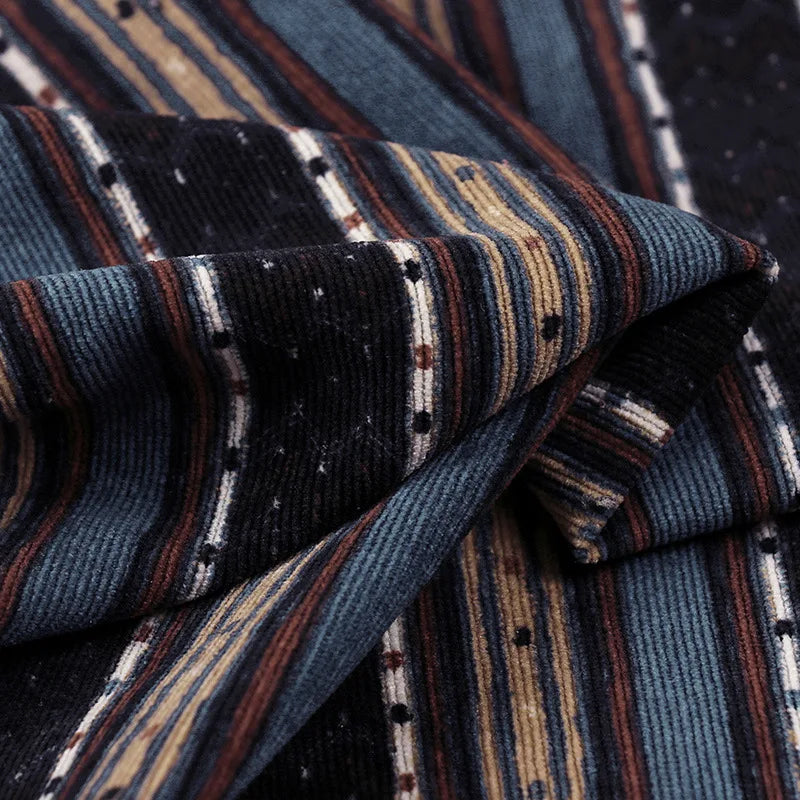 Corduroy Stripe Printed Fabric-Polyester for Women's Dresses Home Decor & DIY Quilting Fabric(by Meter)