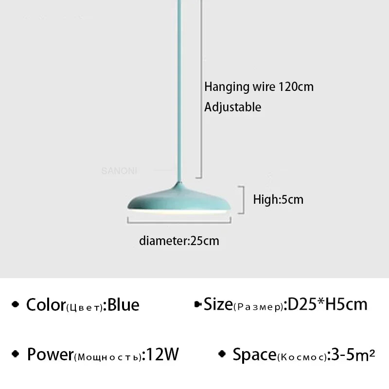 Modern Macaron UFO Led Pendant Lamp Restaurant Kitchen Hotel Table Living Room Round Indoor Chandelier Home Decor Hanging Lamp