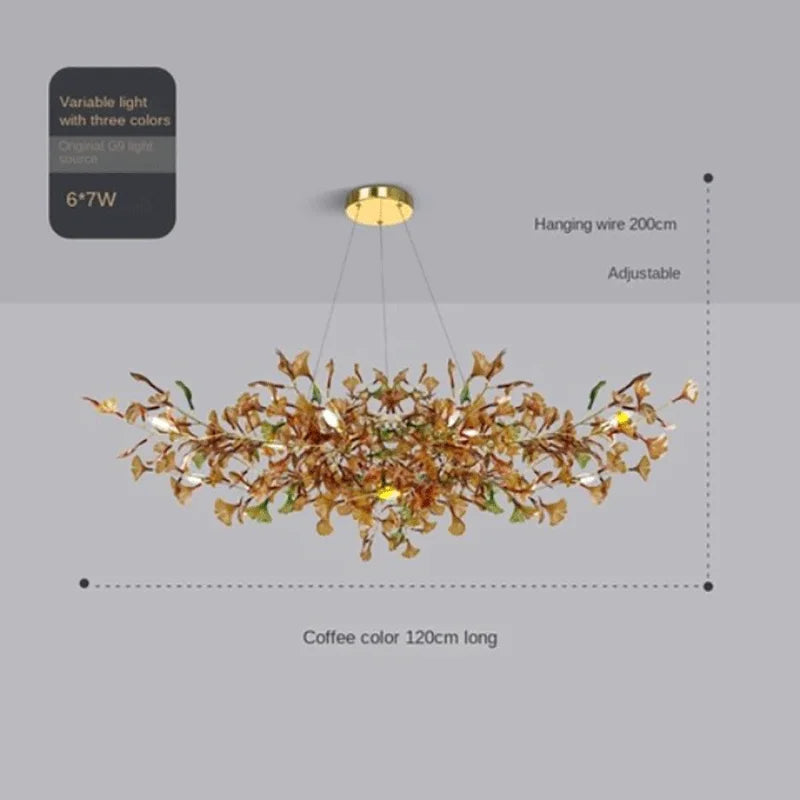 Custom Modern Ginkgo Chandelier - Luxury Glass Lighting for Dining Room, Living Room & Villa Home Decor