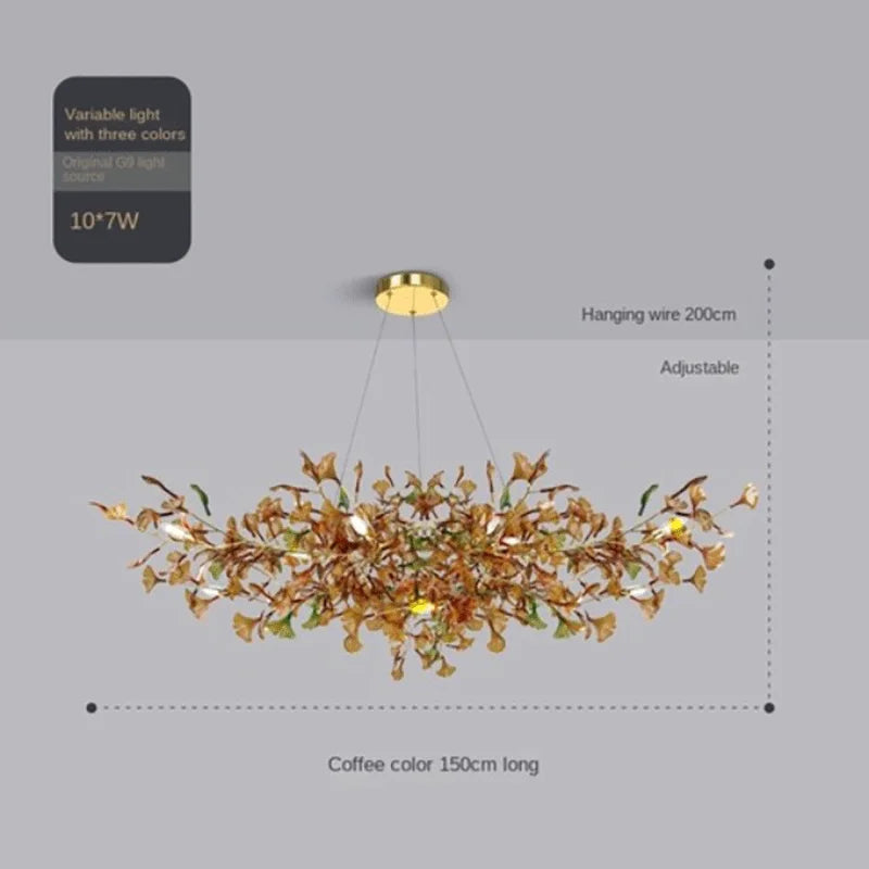 Custom Modern Ginkgo Chandelier - Luxury Glass Lighting for Dining Room, Living Room & Villa Home Decor
