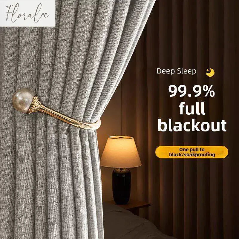 Custom Size Cotton Linen Look Thermal Insulated  Blackout Curtains for Living Room Bedroom Fabric Window Home Decor White Tulle