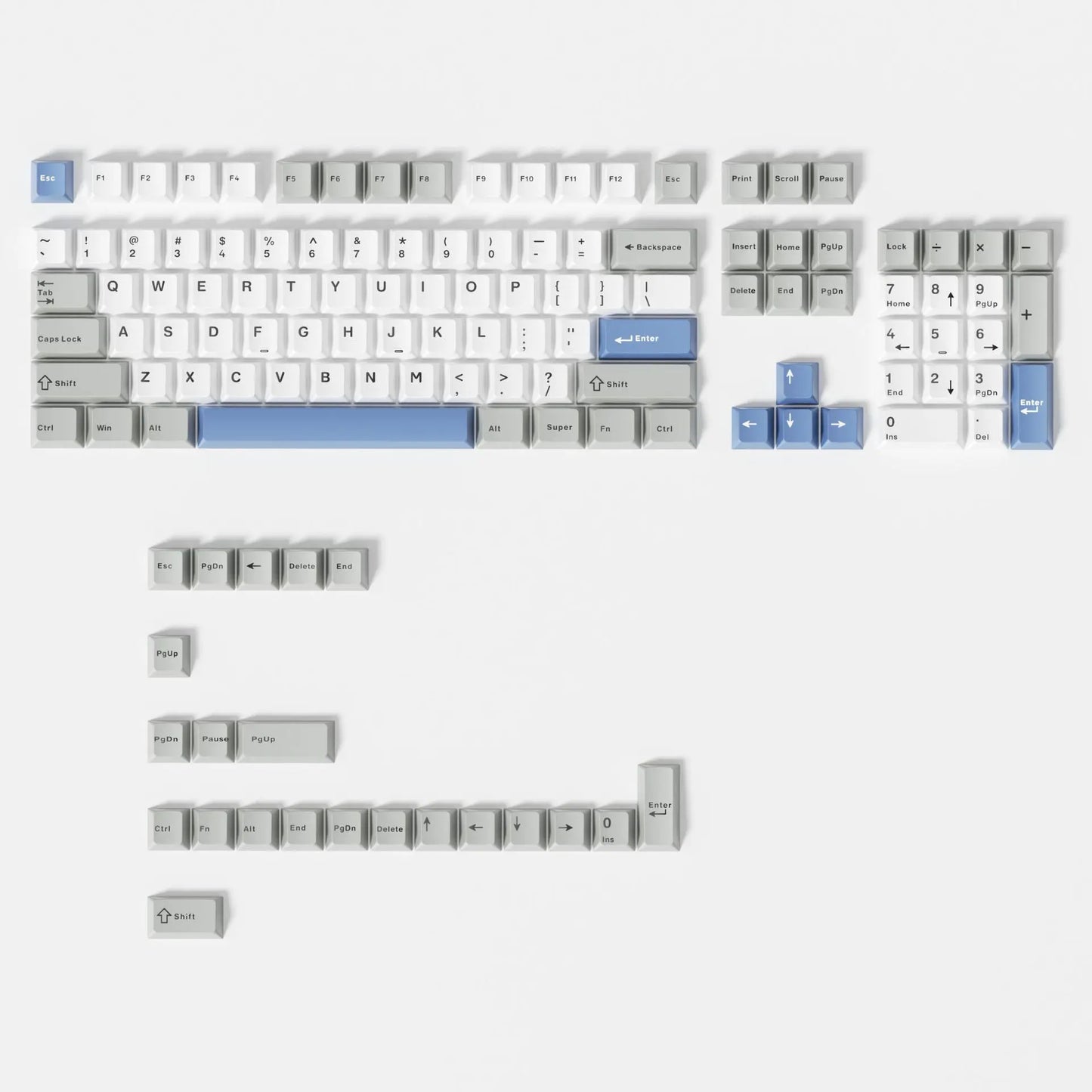 120 Keys Minimalist Style White Double Shot PBT Keycaps Cherry Profile Key cap for Cherry MX Switches Mechanical Gaming Keyboard