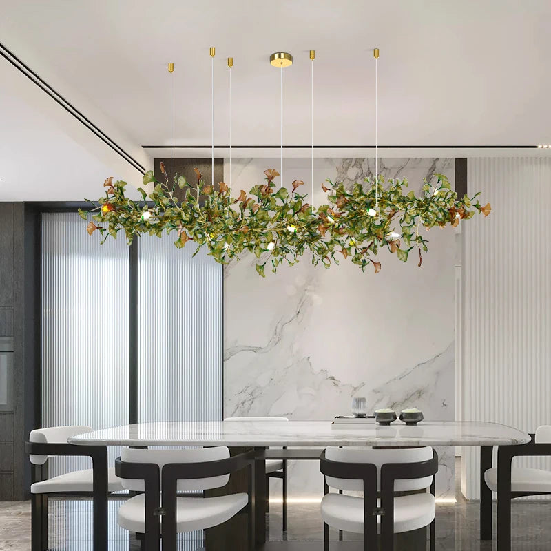 Custom Modern Ginkgo Chandelier - Luxury Glass Lighting for Dining Room, Living Room & Villa Home Decor