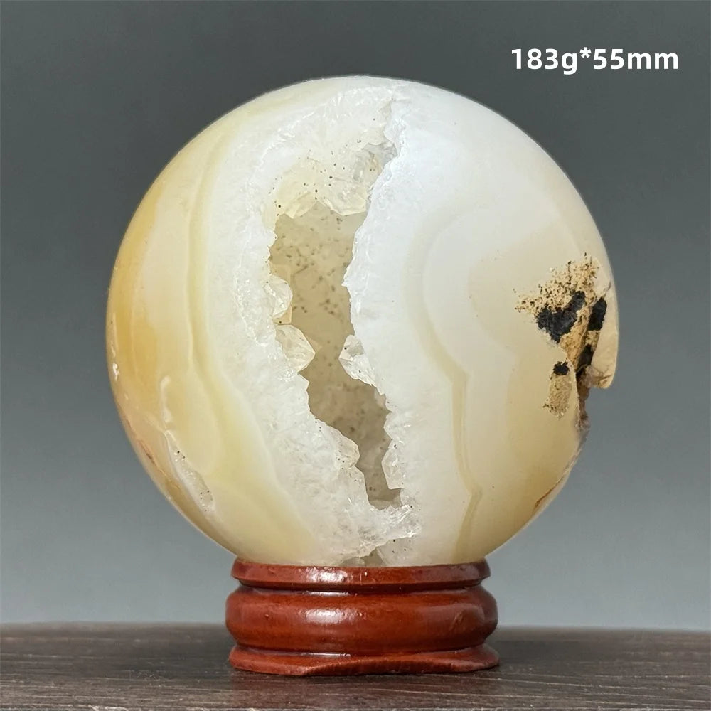 Natural Quartz Crystal Agate Open Mouth Smile Ball Treatment Reiki Witchcraft Meditation Spiritual Energy Home Decor