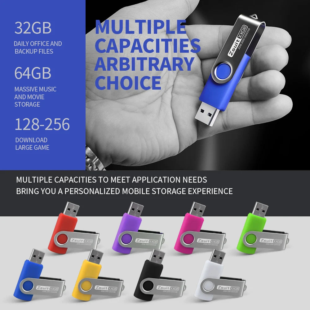 Zsuit 10 Pcs Free Custom USB Flash Drives 4GB 8GB 16GB Pen Drive 32GB 64GB 128GB USB Sticks Pendrive 512MB Gift Memory Stick USB