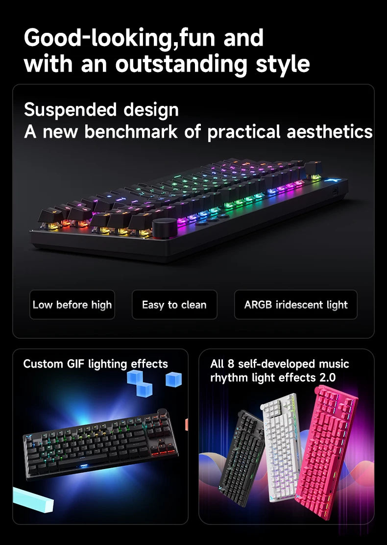 MCHOSE MIX87 Magnetic Axis Keyboard Wired Gaming Keyboard RGB 8K+256K E-sport 0.08ms Low Latency 0.001mmRT Customized Keyboard