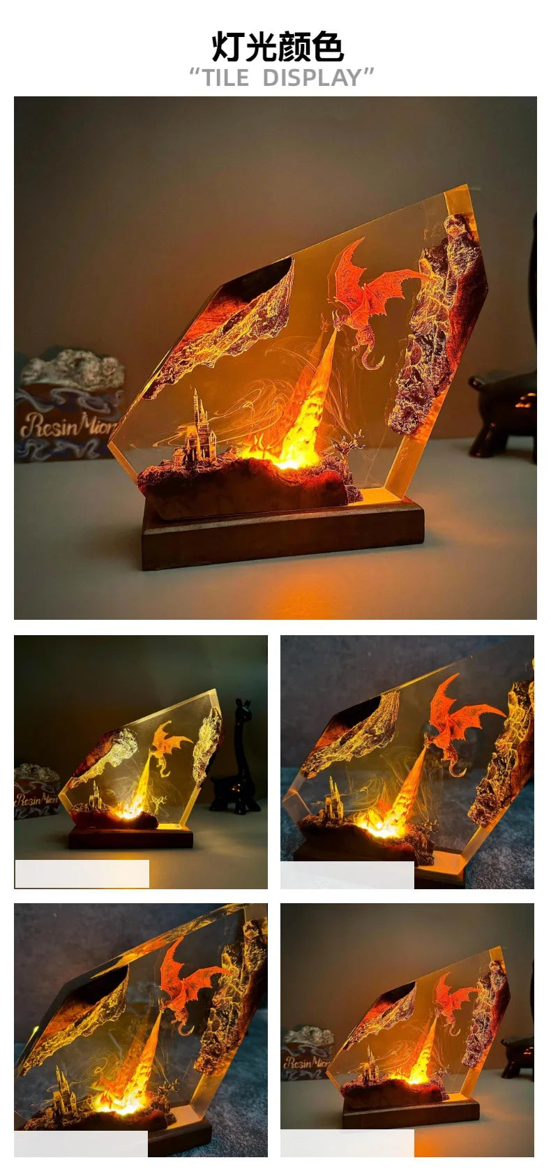 Creative Charizard Resin Art Halloween Home Decor Lighting Gift Movie Model Craft Display Ornament