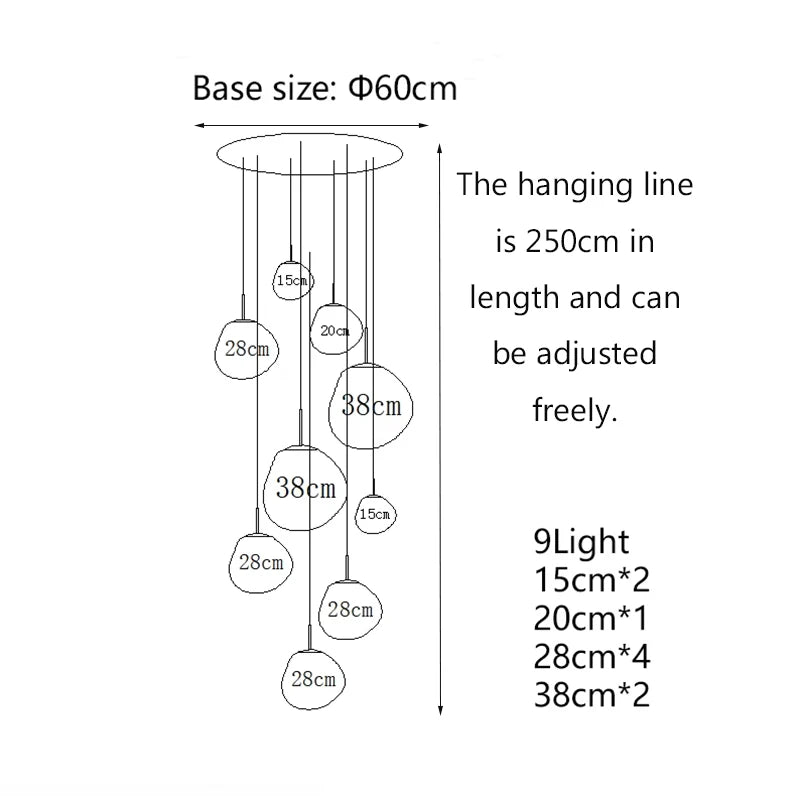Original Lava Lamp Acrylic LED Chandeliers Restaurant Pendant lamp Long Staircase Villa Home Decor Lighting Fixture Luminaries