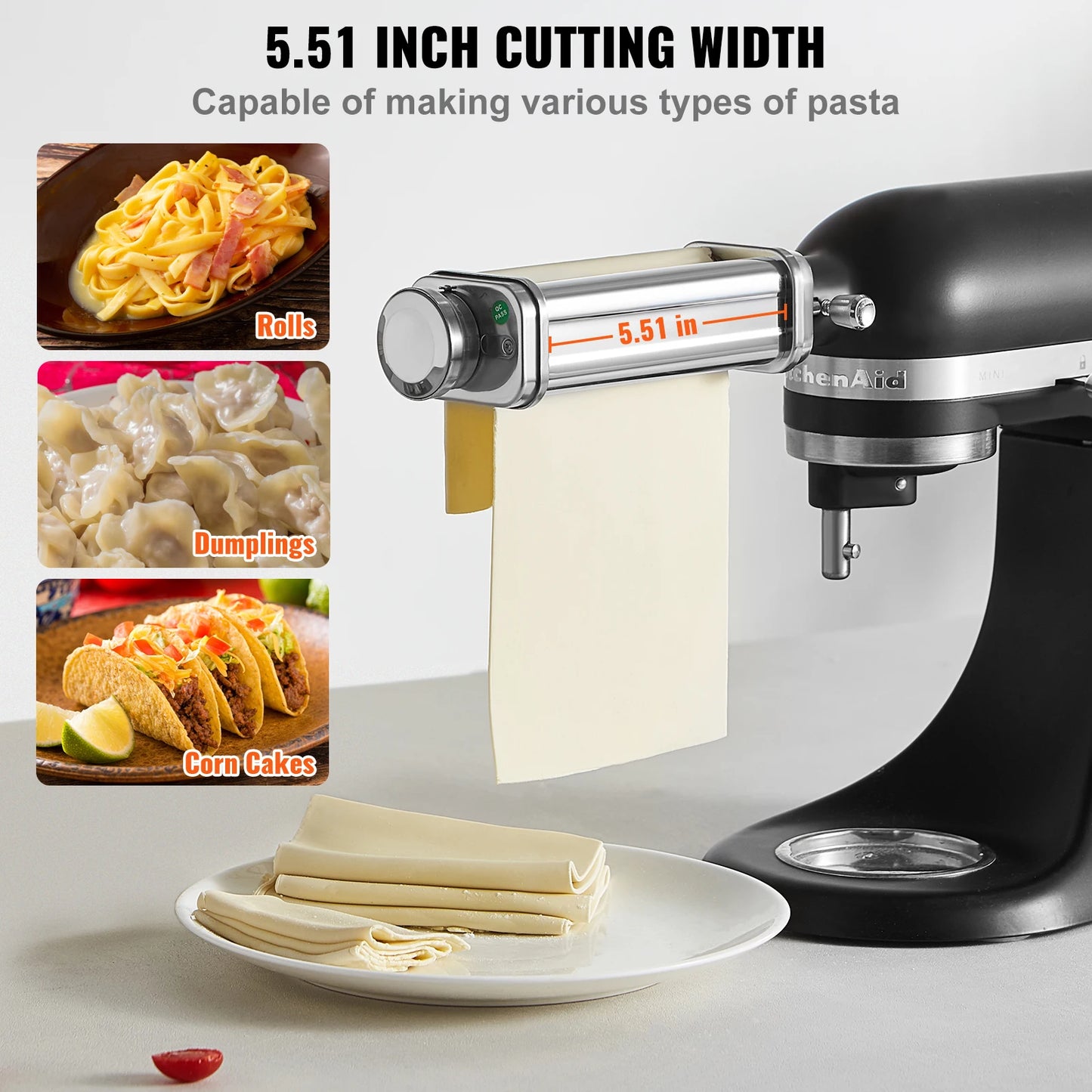 SucceBuy Pasta Attachment for KitchenAid Stand Mixer Stainless Steel Pasta Sheet Roller Attachment Pasta Maker Kitchen Aid Pasta