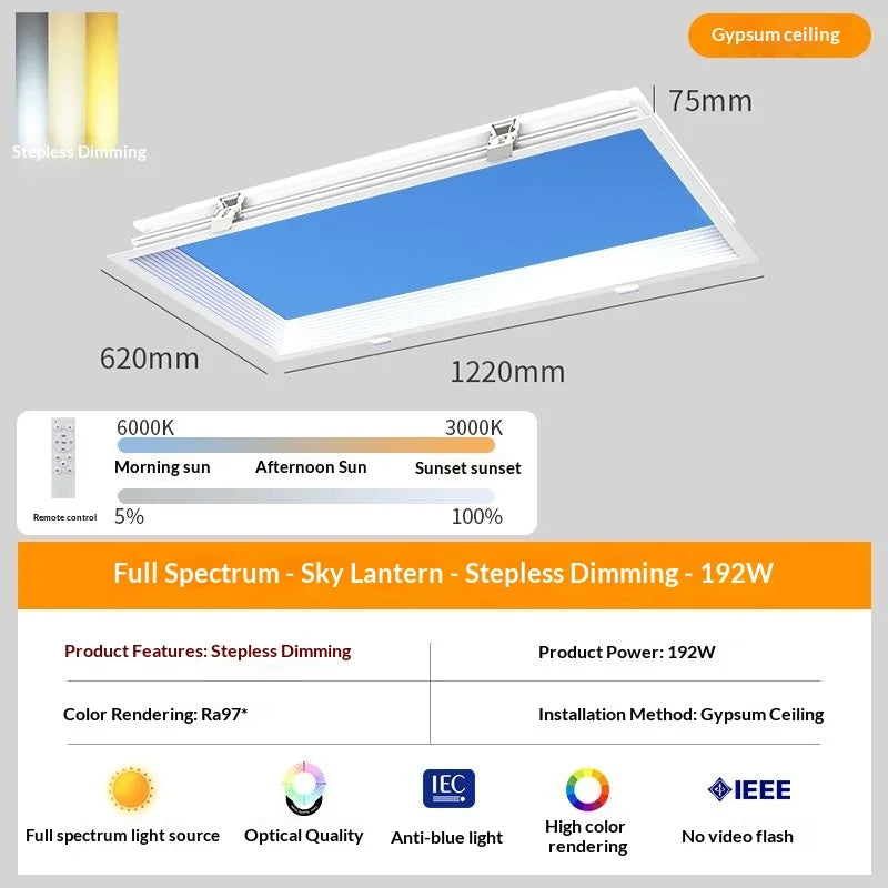 Modern Minimalist Recessed LED Sky Ceiling Light Sky Blue Simulation Sunlike Daylight Lamp for Kitchen Bathroom Home Decor
