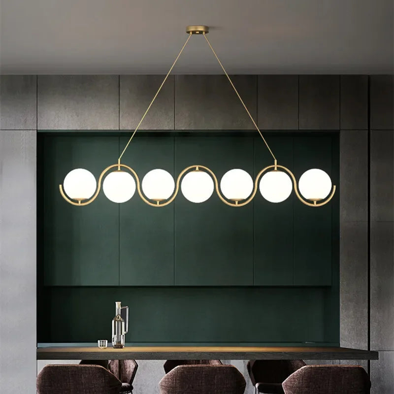 Nordic Bubble Waves Restaurant LED Pendant Light New Stylish for Dinning Living Room Chandeliers Home Decor Lamp Cream Bar Lamps