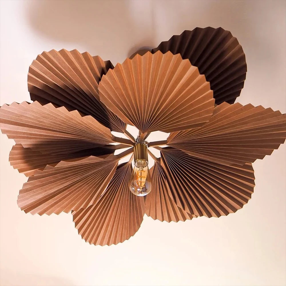 WinfordoFlower Leaf Shape Hanging Chandelier Light Paper Pendant Lamp for Restaurant Kitchen BedroomDining Room Home Decor