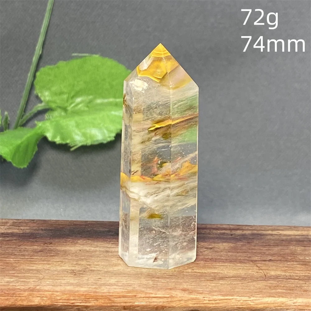 1PC Natural Tiger Skin Smelted Stone Crystal Tower Yellow Stripe Pyramid Obelisk Home Decor Gift