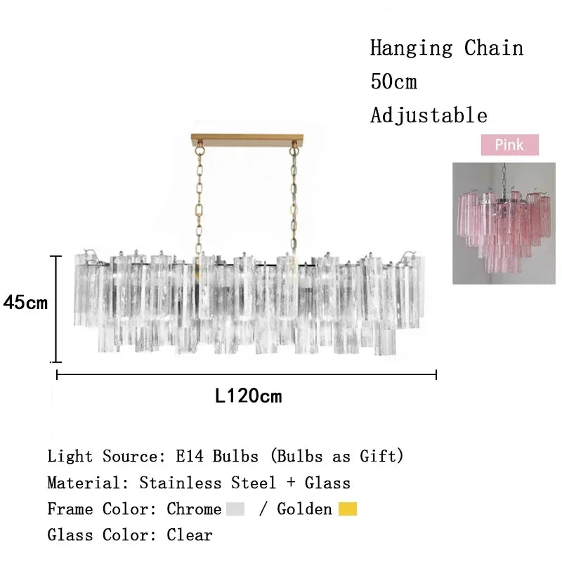 Luxury Italian Crystal Strips Murano Chandelier Customizable Ceiling Pendant Light for Villa Living Room High-End Home Decor