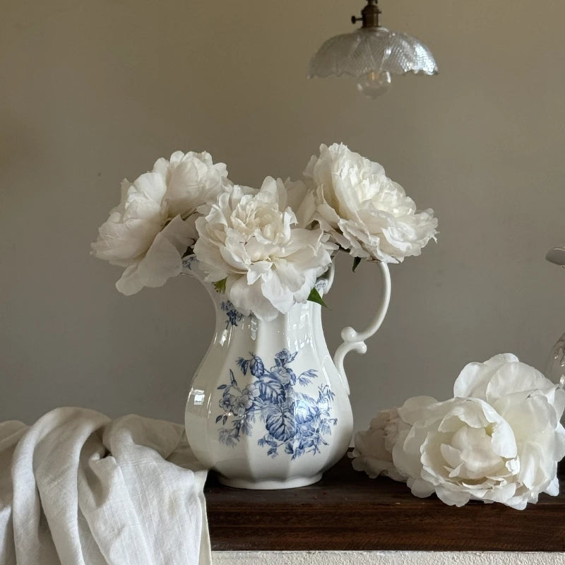 Nordic retro blue and white ceramic vase decoration hydroponic vase living room bedroom foyer decoration floral ware  home decor