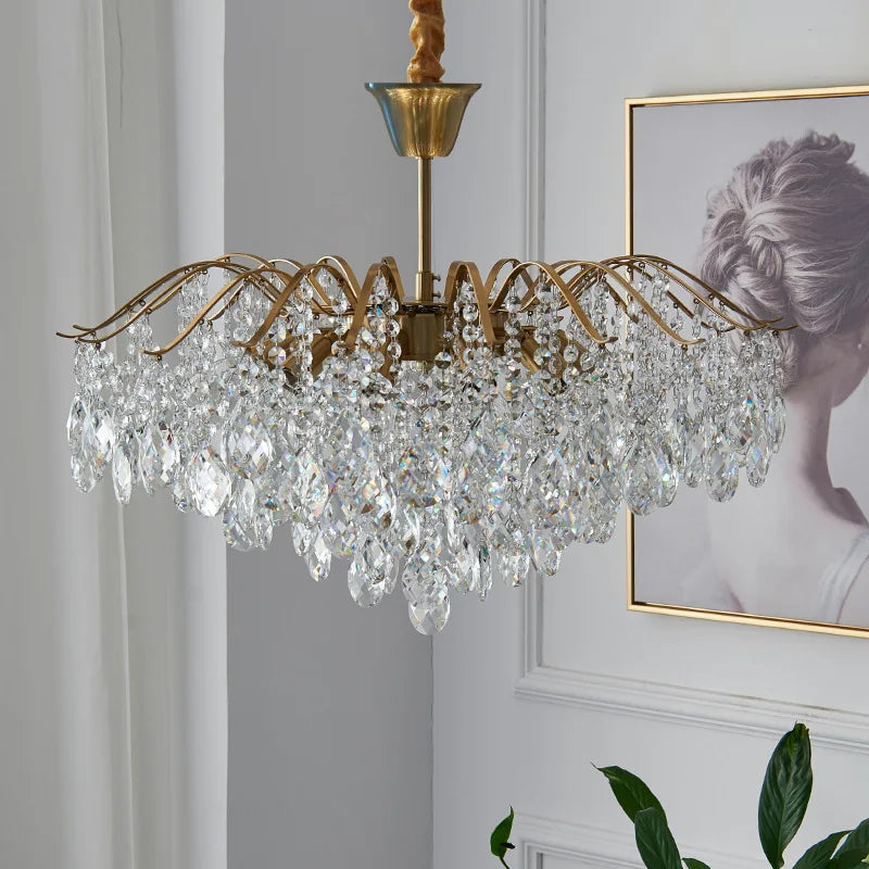Modern High-end LED Crystal Chandelier Dining Table Living Room Bedroom Kitchen Luxury Pendant Lamp Home Decor Lighting Fixtures
