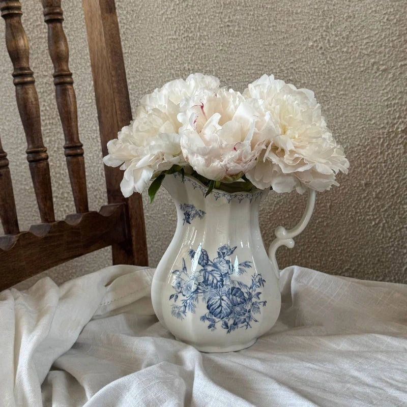 Nordic retro blue and white ceramic vase decoration hydroponic vase living room bedroom foyer decoration floral ware  home decor